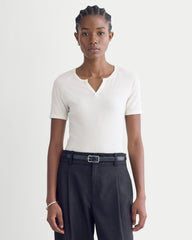 womens-shimmy-v-neck-top-bone | primary