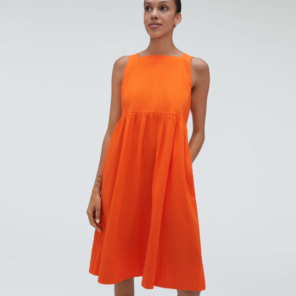 womens-seersucker-midi-dress-bright-orange