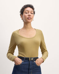 womens-tencel-rib-long-sleeve-shimmy-tee-fennel-seed | primary