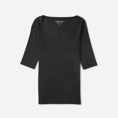 womens-pima-micro-rib-scoop-neck-black | alt