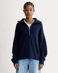 womens-cotton-half-zip-sweater-navy | primary