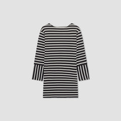 womens-organic-cotton-striped-tee-dress-black-canvas-tan | alt