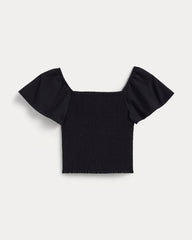 womens-gauze-smocked-top-black | alt