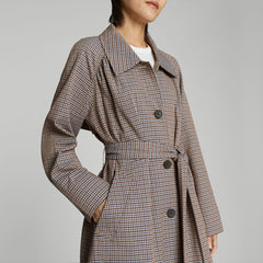 womens-gathered-mac-trench-blue-brown-houndstooth