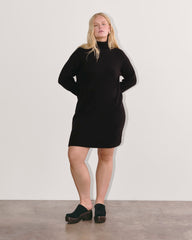 womens-luxe-cotton-sweater-dress-black | primary