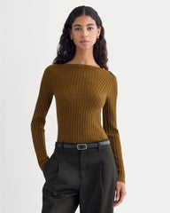 womens-cashmere-ribbed-boat-neck-sweater-heathered-toffee | primary