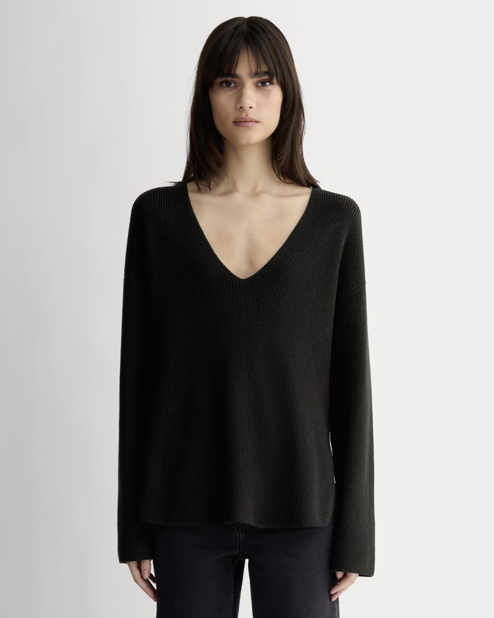 womens-slouchy-v-neck-cotton-black | primary