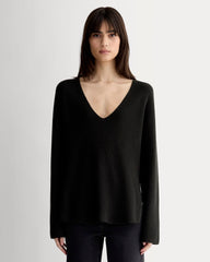womens-slouchy-v-neck-cotton-black | primary