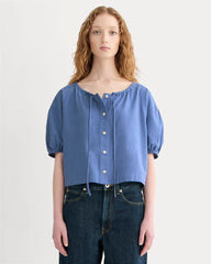 womens-gauze-button-up-soft-cobalt | primary