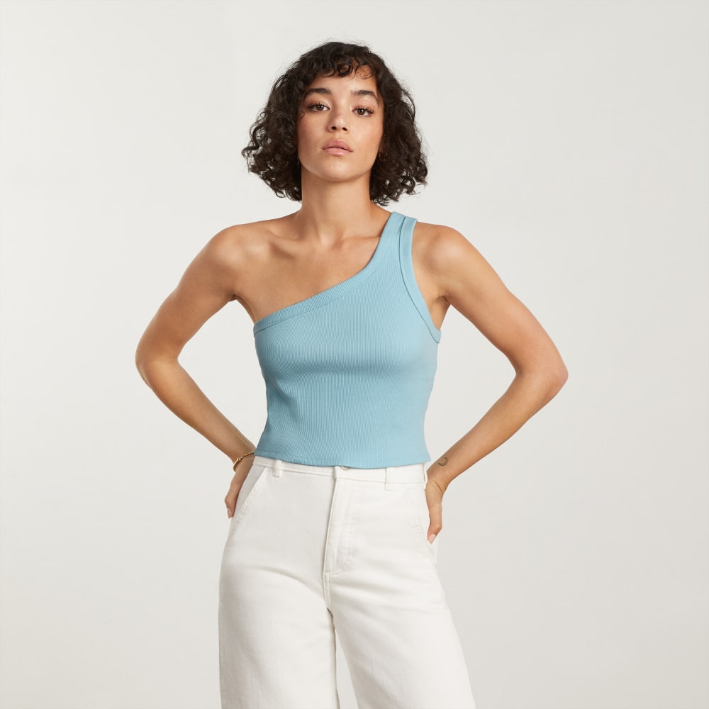 womens-ribbed-one-shoulder-tank-ice-blue | primary