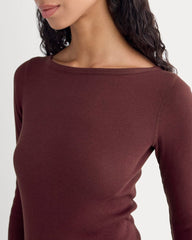 womens-luxe-rib-3-4-sleeve-boatneck-tee-heathered-port-royale