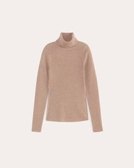 womens-ribbed-turtleneck-ultrasoft-merino-rose-gold | alt