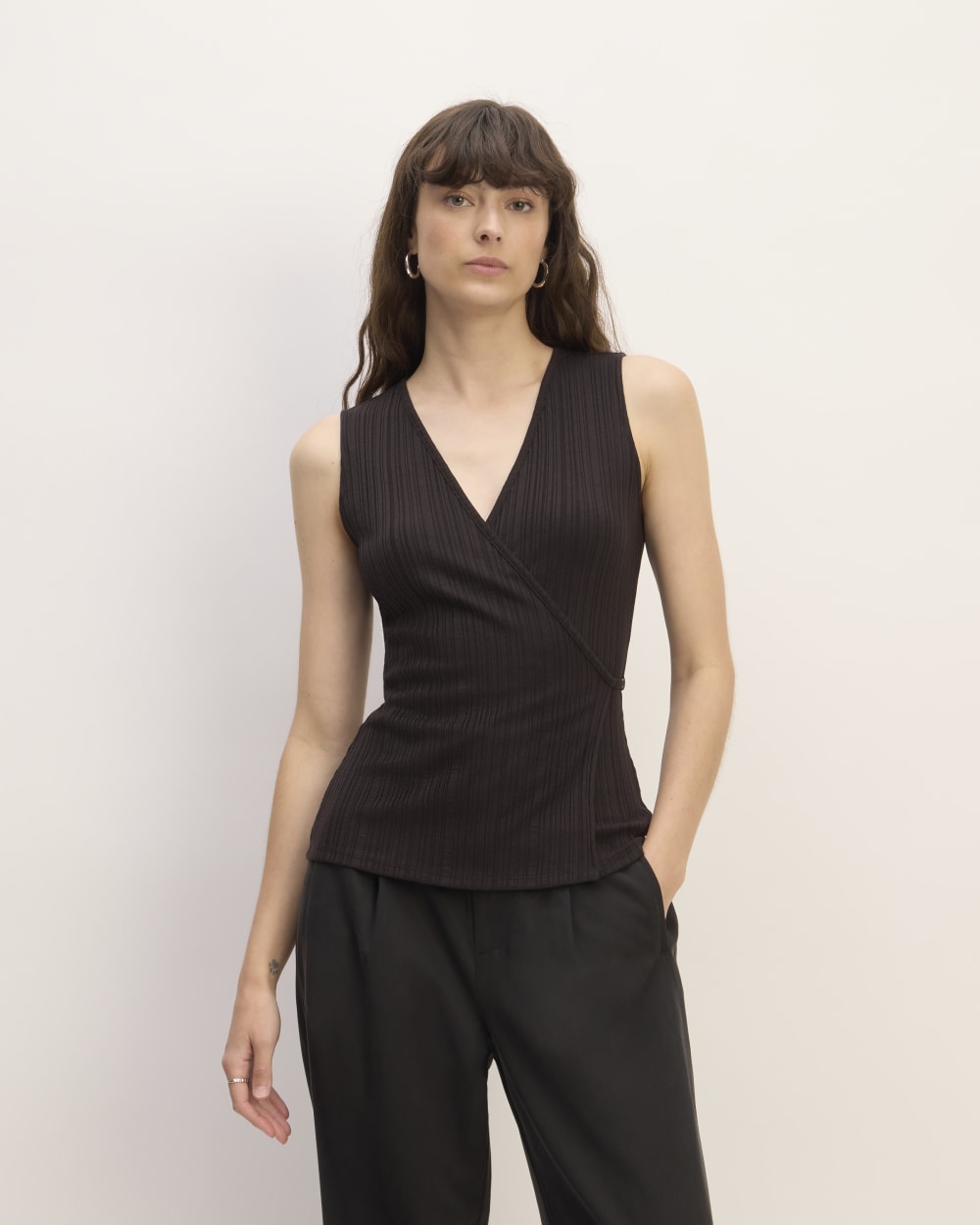 womens-rib-wrap-top-black | primary