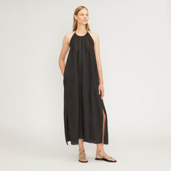 womens-tie-back-halter-dress-black | primary