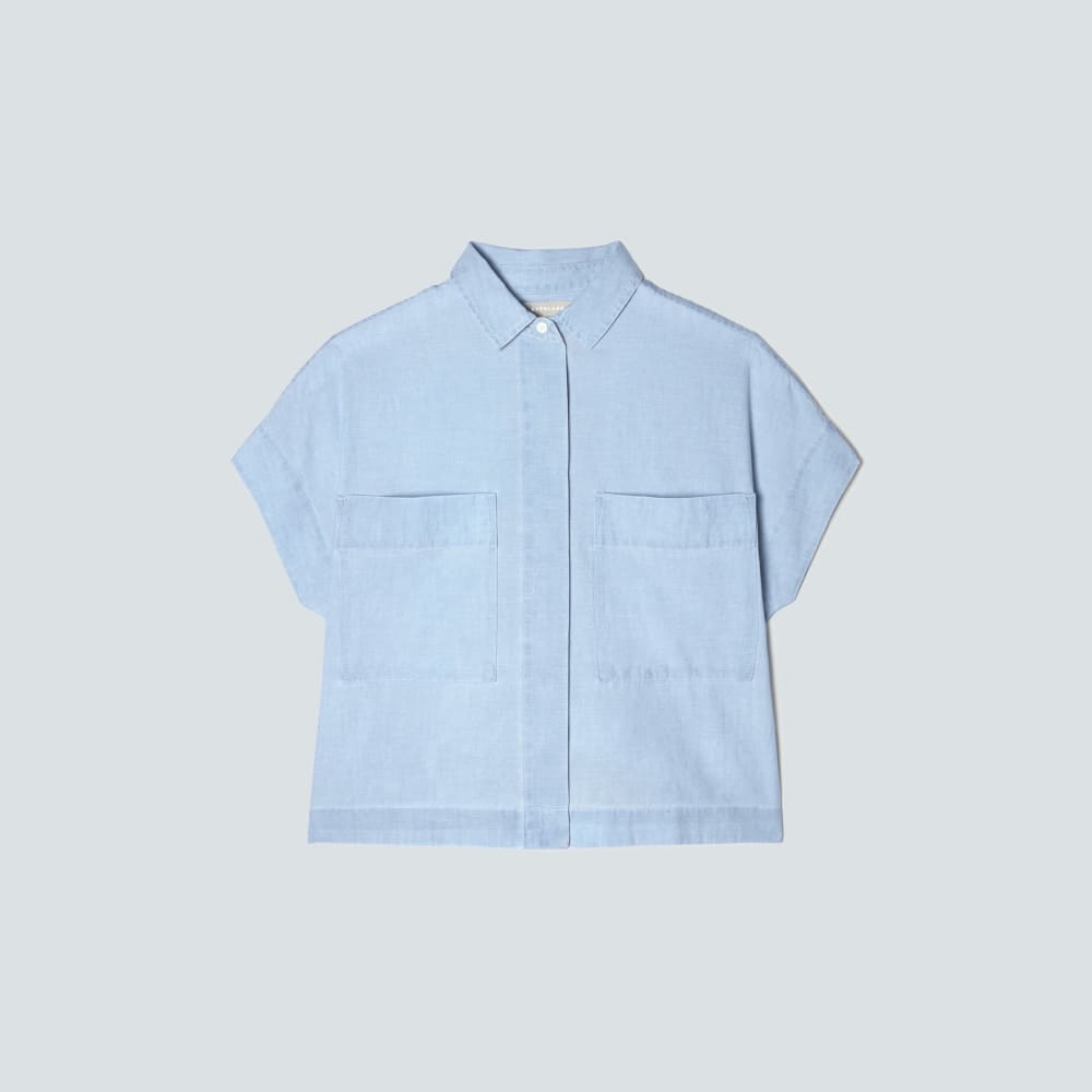 womens-rechambray-box-cut-shirt-icy-blue | alt