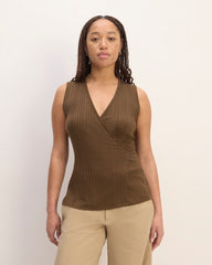 womens-rib-wrap-top-cocoa | primary