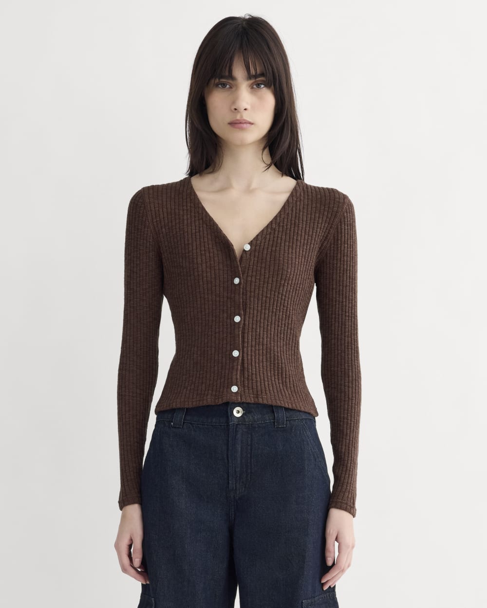 womens-rib-knit-organic-cotton-cardigan-dark-mahogany | primary