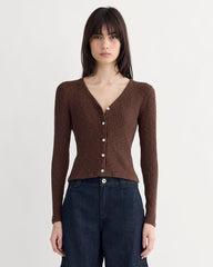 womens-rib-knit-organic-cotton-cardigan-dark-mahogany | primary