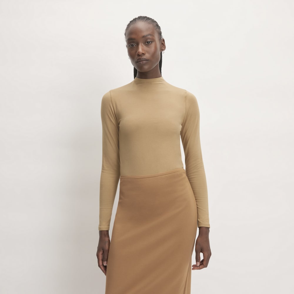 womens-supima-stretch-funnel-neck-tee-tigers-eye | primary