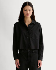 womens-silky-cttn-cropped-shirt-black | primary