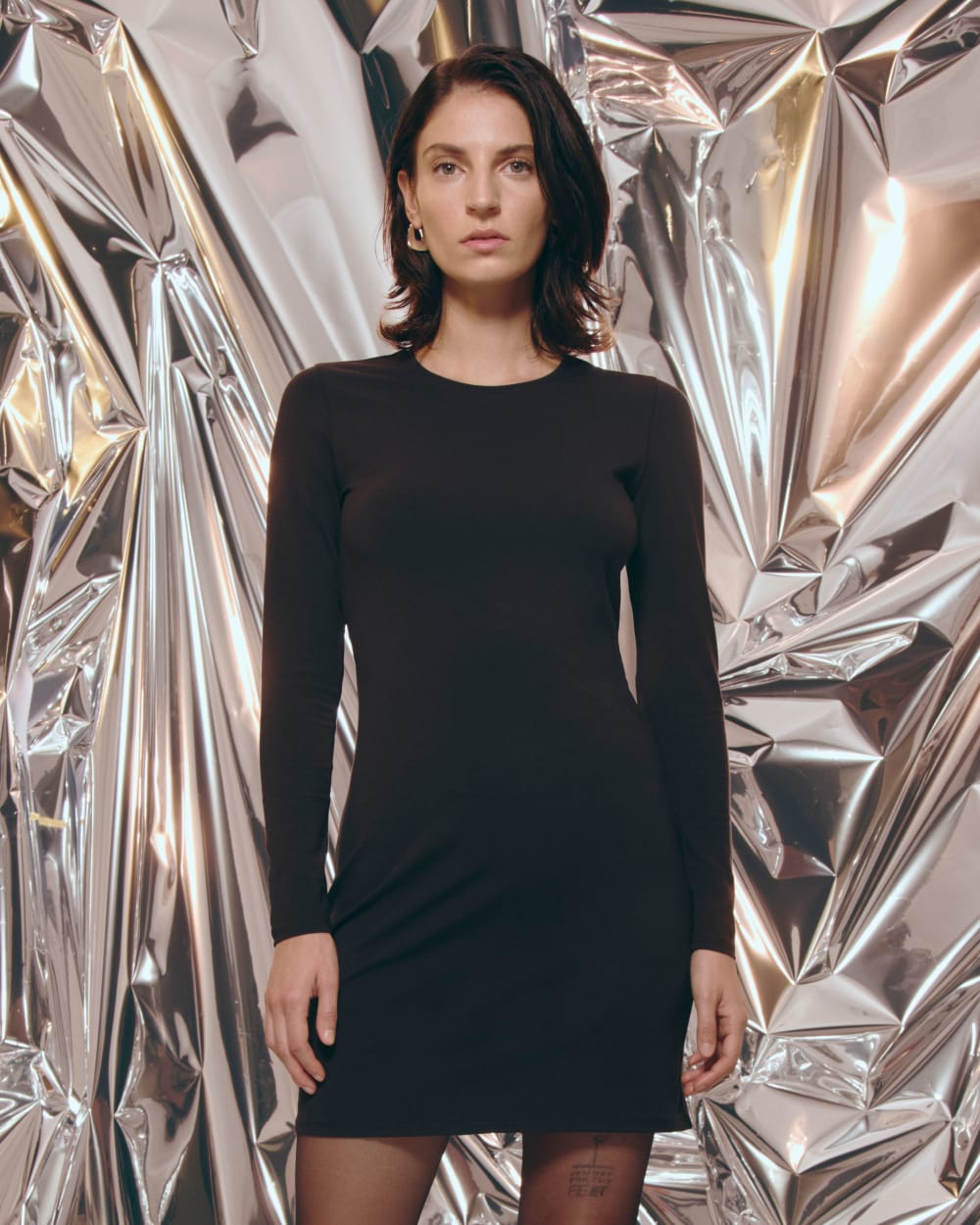 womens-form-mini-long-sleeve-dress-black | editorial