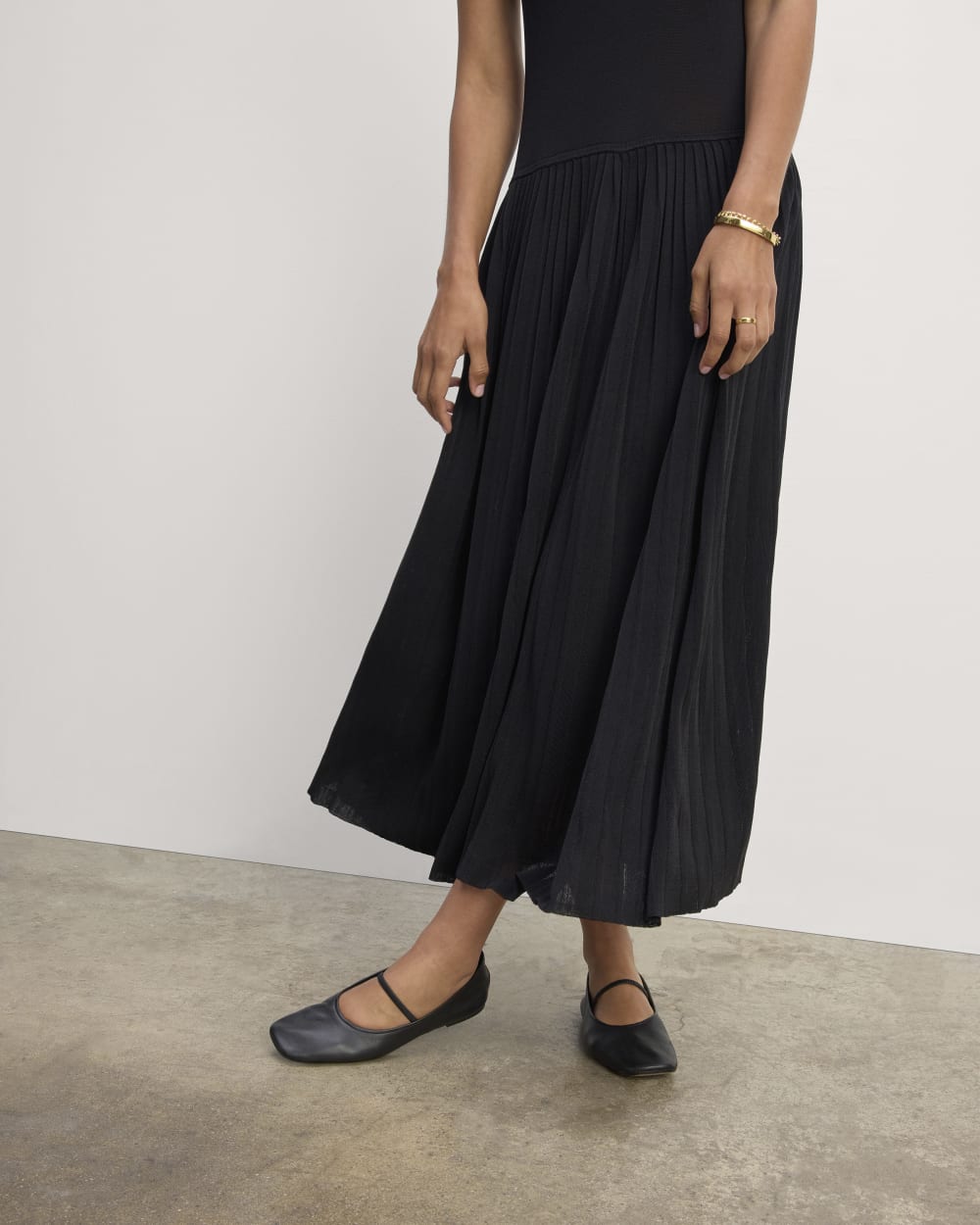 womens-viscose-knit-pleated-dress-black