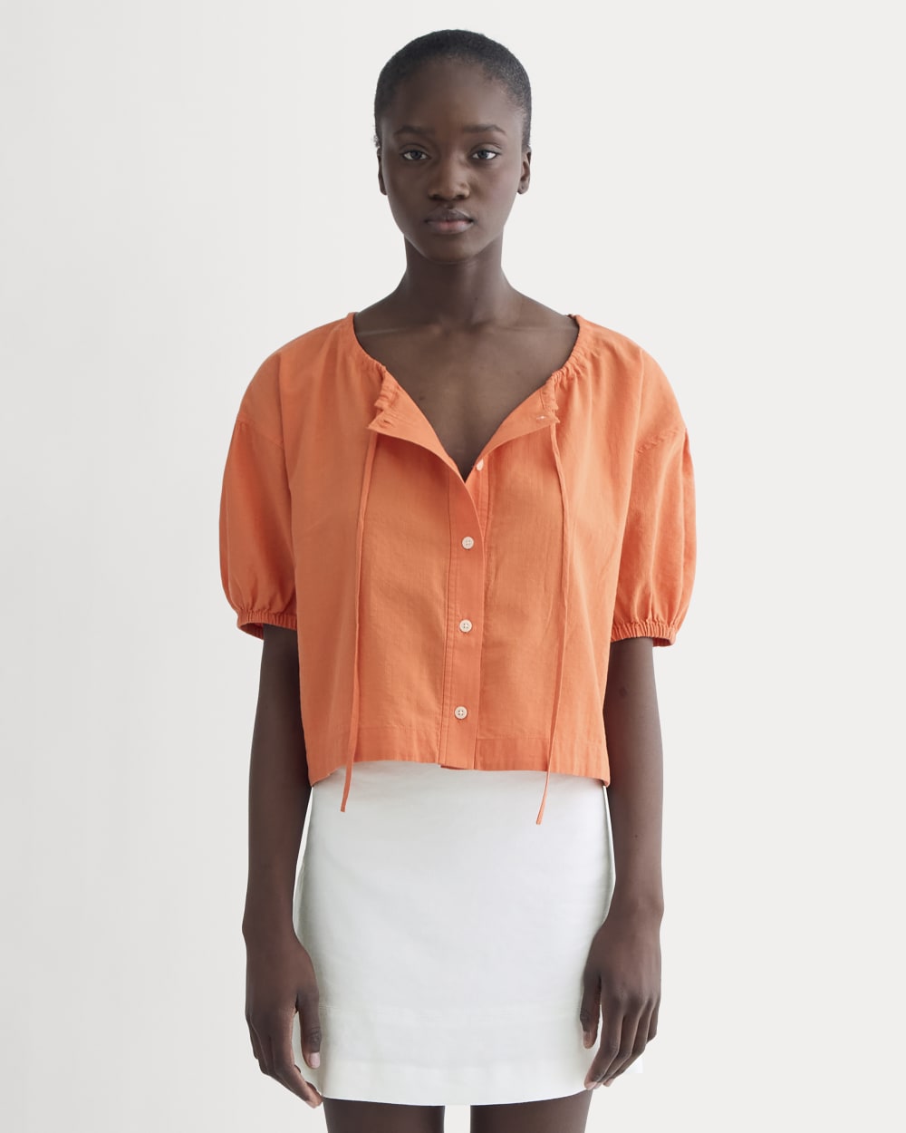 womens-gauze-button-up-soft-orange | primary