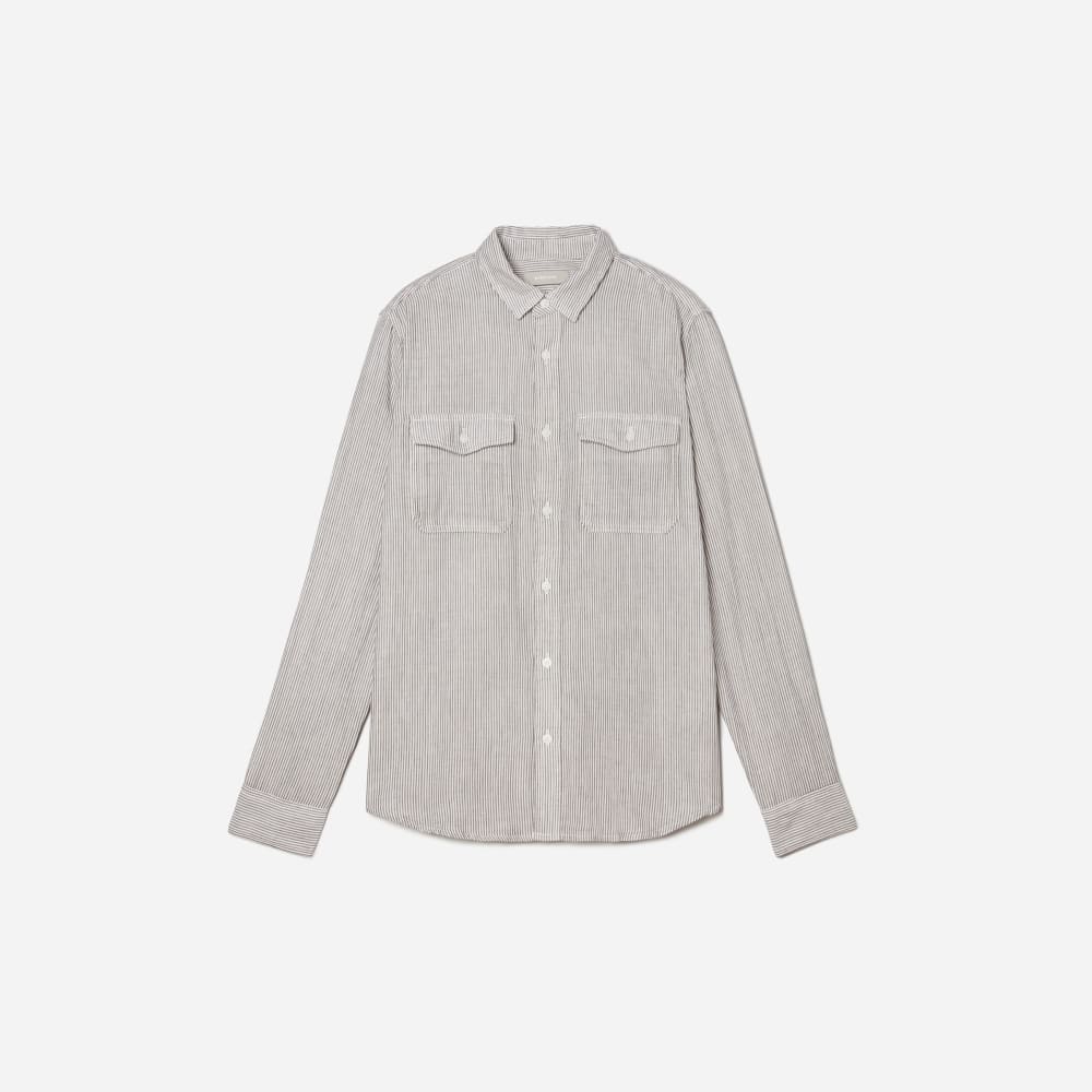 mens-long-sleeve-summer-shirt-black-white | alt