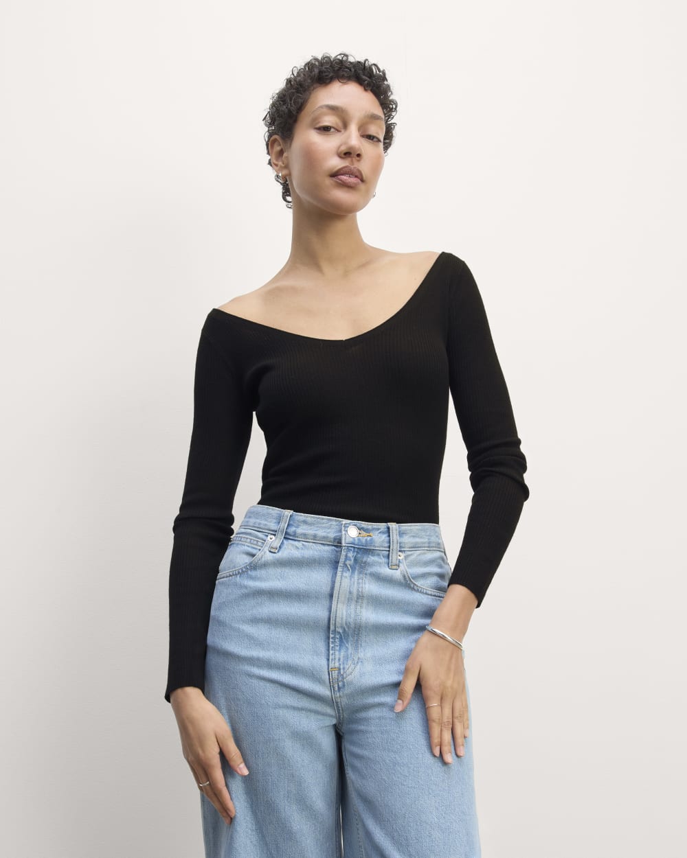 womens-merino-off-shoulder-sweater-top-black | primary