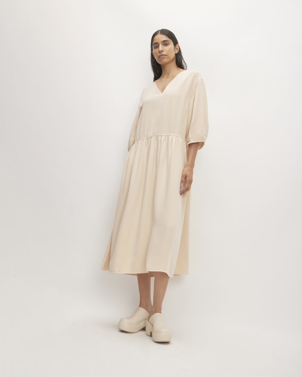 womens-tencel-puff-sleeve-dress-whisper-pink | primary