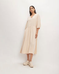 womens-tencel-puff-sleeve-dress-whisper-pink | primary