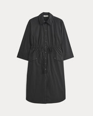 womens-drawcord-shirtdress-soft-cotton-black | alt