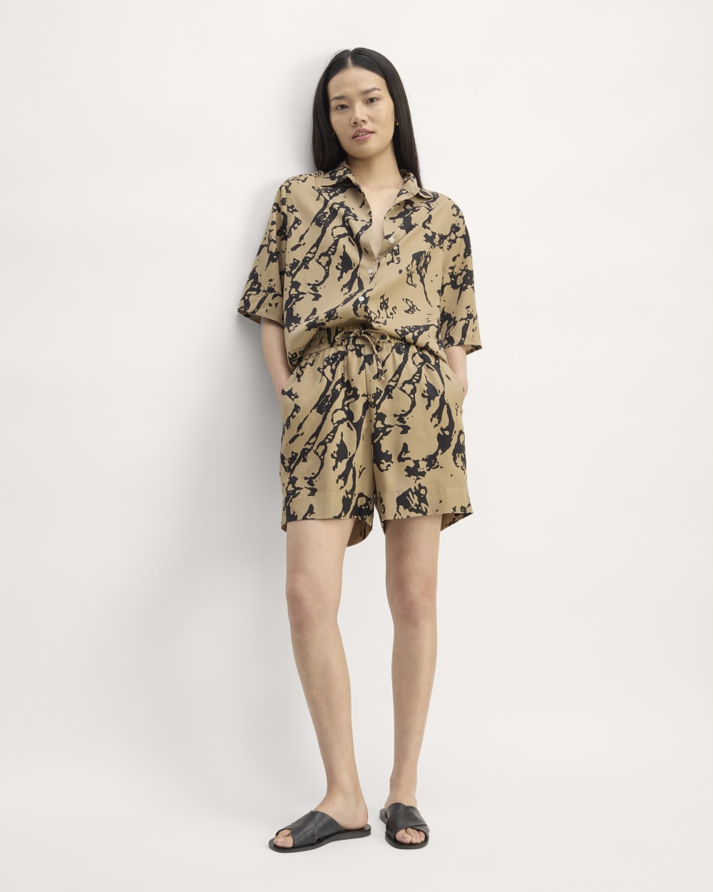 womens-vacation-short-black-cornstalk-abstract | primary