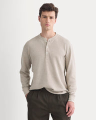 mens-thermal-cozy-waffle-henley-heathered-oatmeal | primary