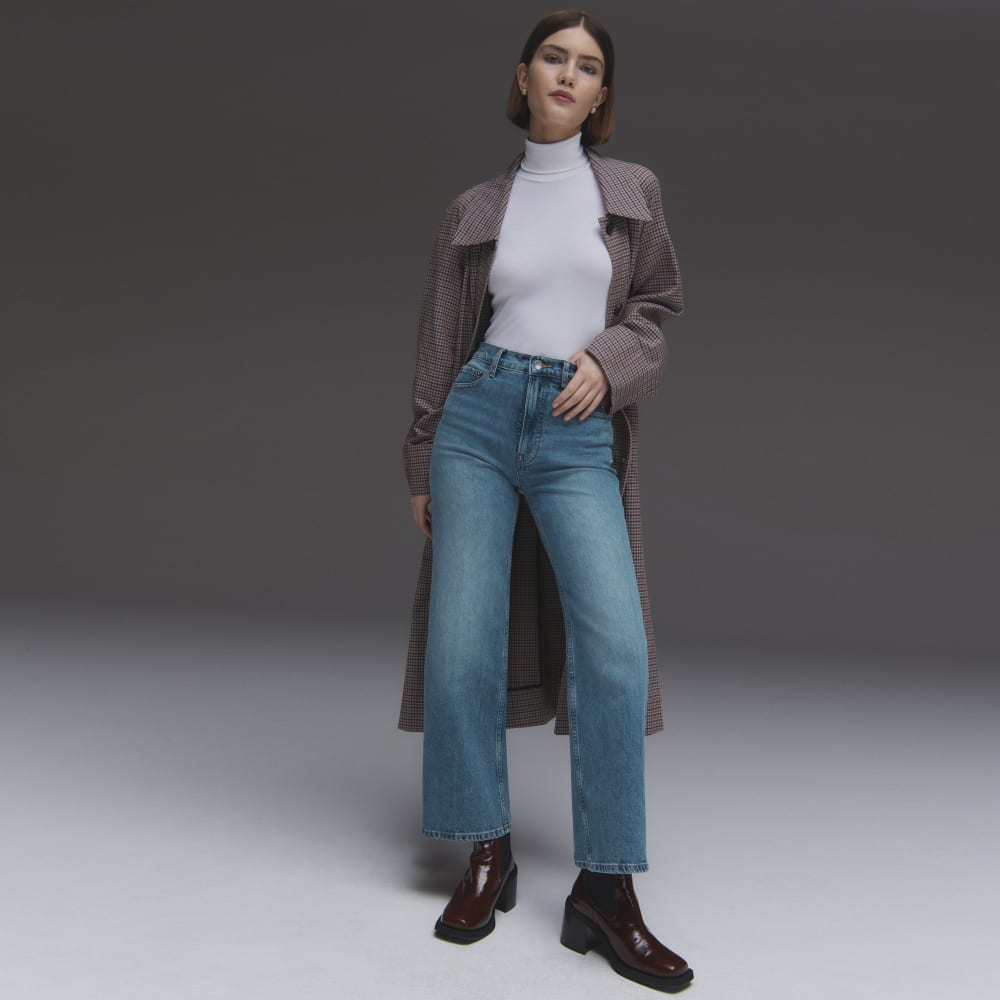 womens-gathered-mac-trench-blue-brown-houndstooth