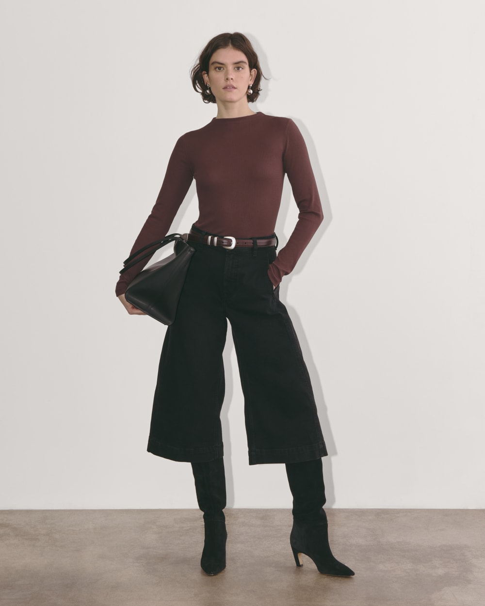 womens-luxe-rib-funnel-neck-tee-dark-mahogany