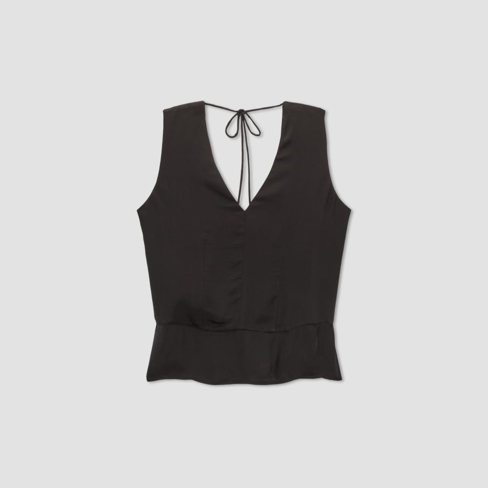 womens-satin-v-neck-top-black | alt