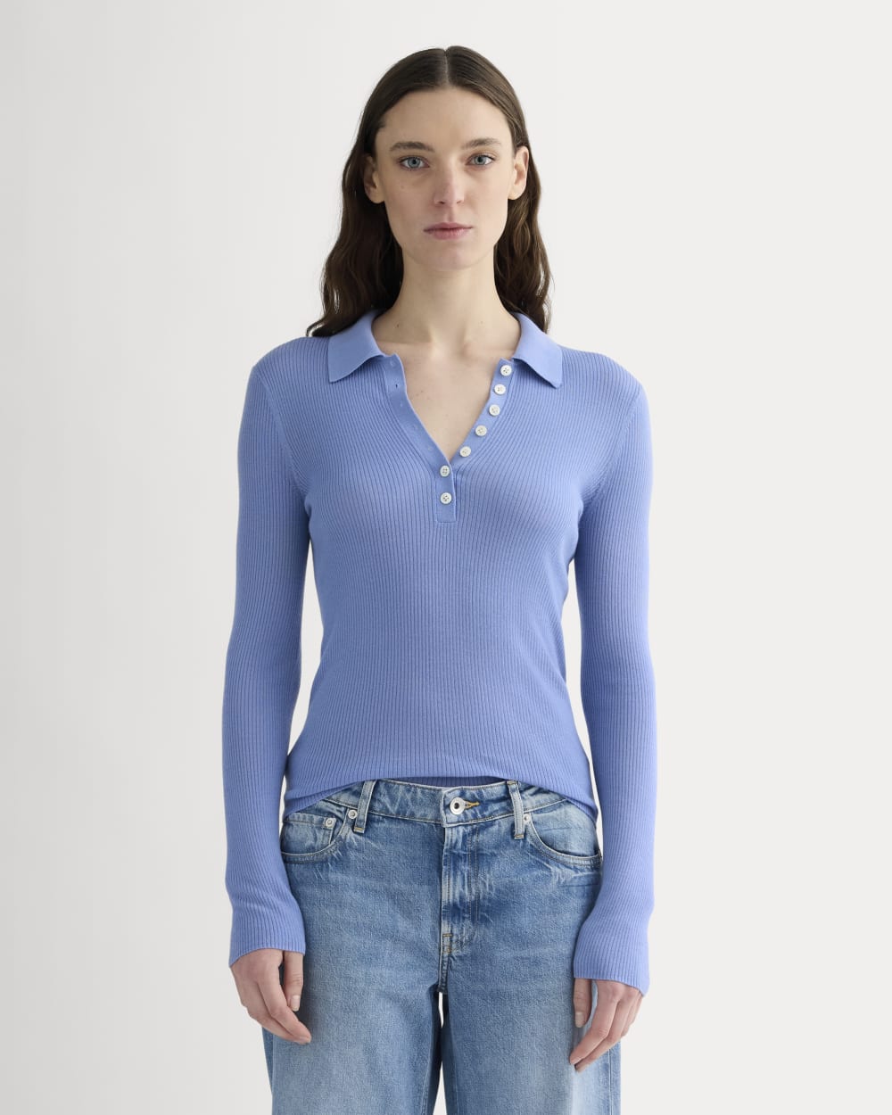 womens-ultrasoft-merino-ribbed-polo-bluebell | primary