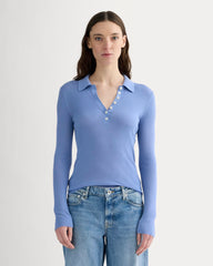womens-ultrasoft-merino-ribbed-polo-bluebell | primary