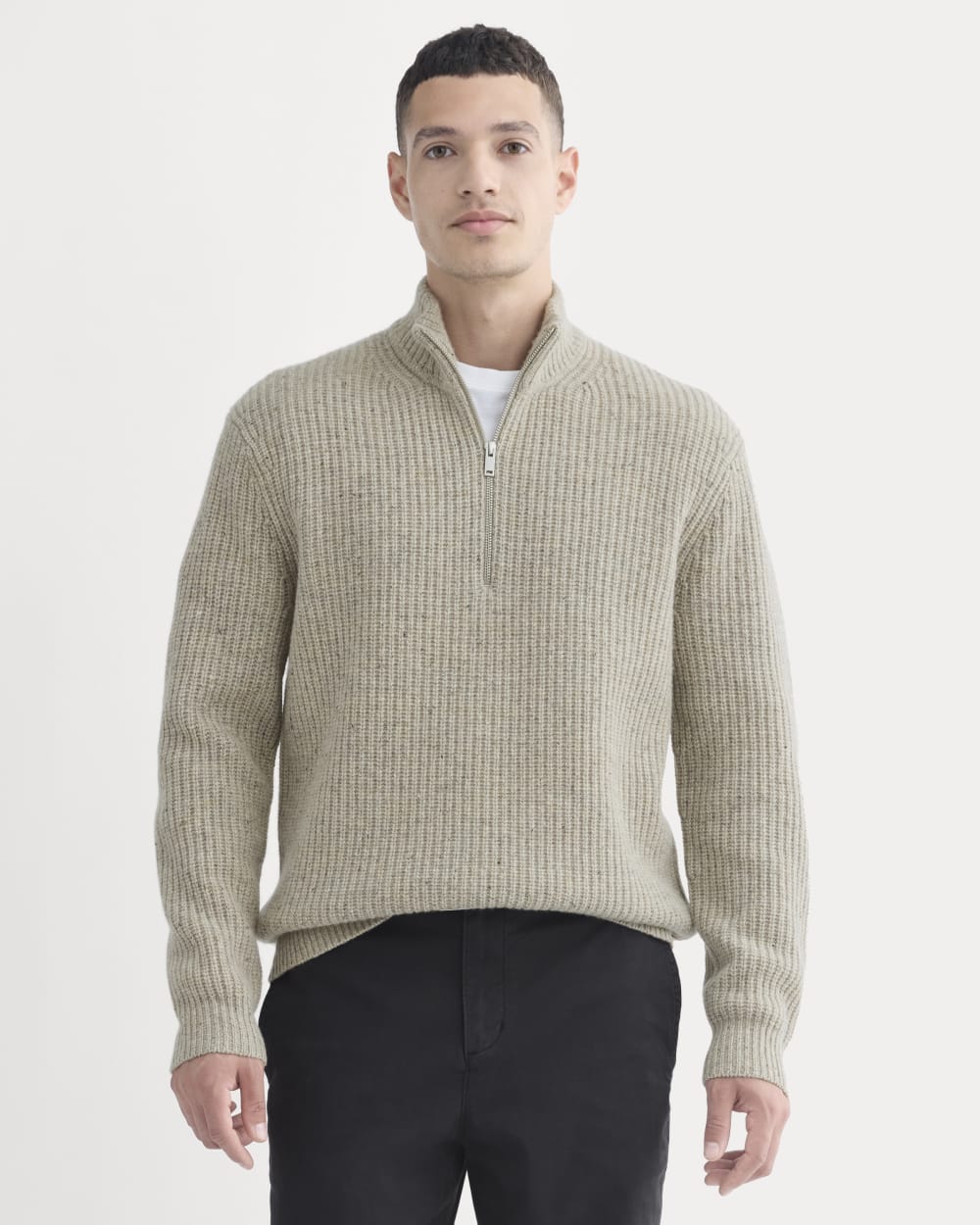 mens-felted-merino-half-zip-sweater-heather-gravel-donegal | primary