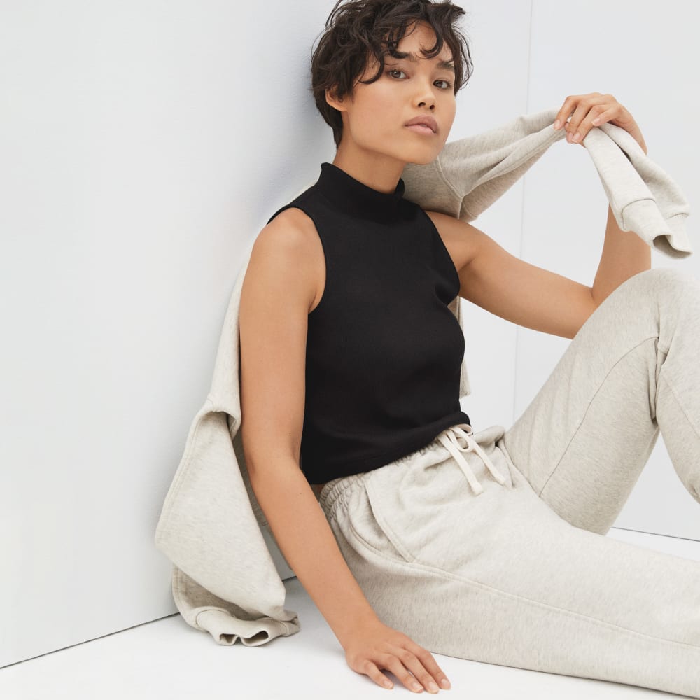 womens-stretch-rib-mockneck-tank-black | primary