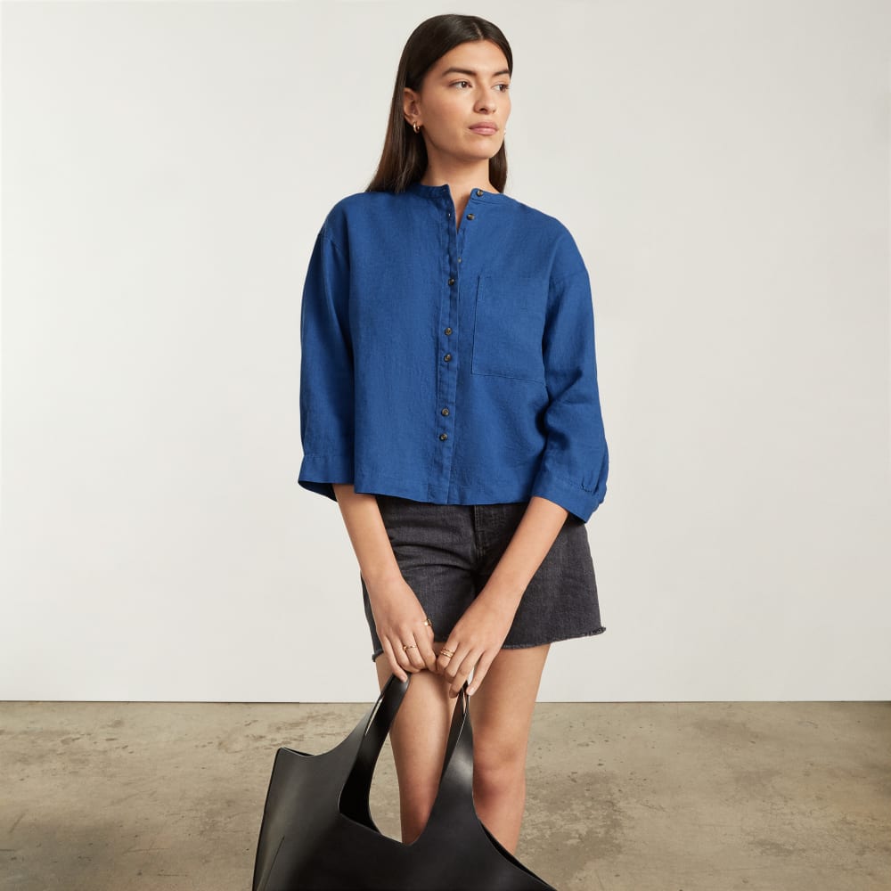 womens-linen-billow-blouse-deep-blue