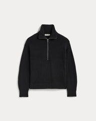 womens-cotton-half-zip-sweater-black | alt