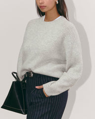 womens-wool-cashmere-cocoon-crew-sweater-light-heather-grey | alt