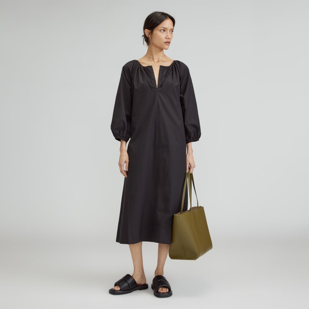 womens-raglan-sleeve-poplin-dress-black | primary