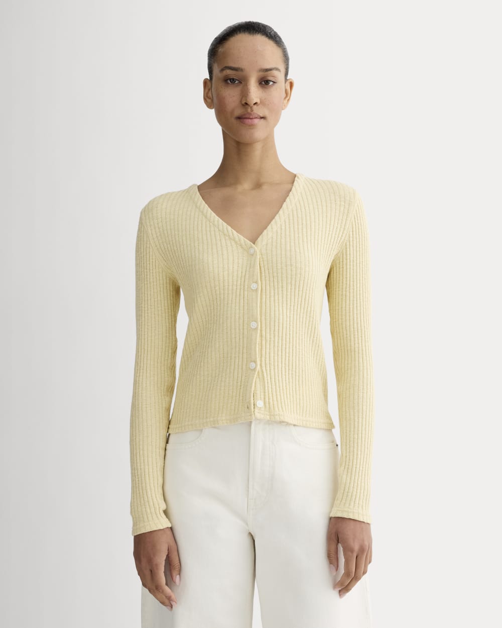 womens-rib-knit-organic-cotton-cardigan-banana-crepe | primary