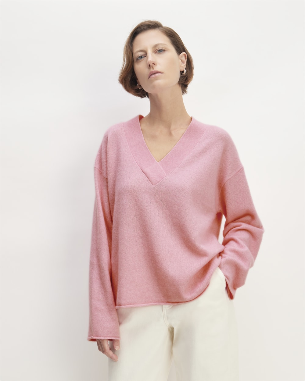 womens-cozy-stretch-v-neck-sweater-pink-peony | primary