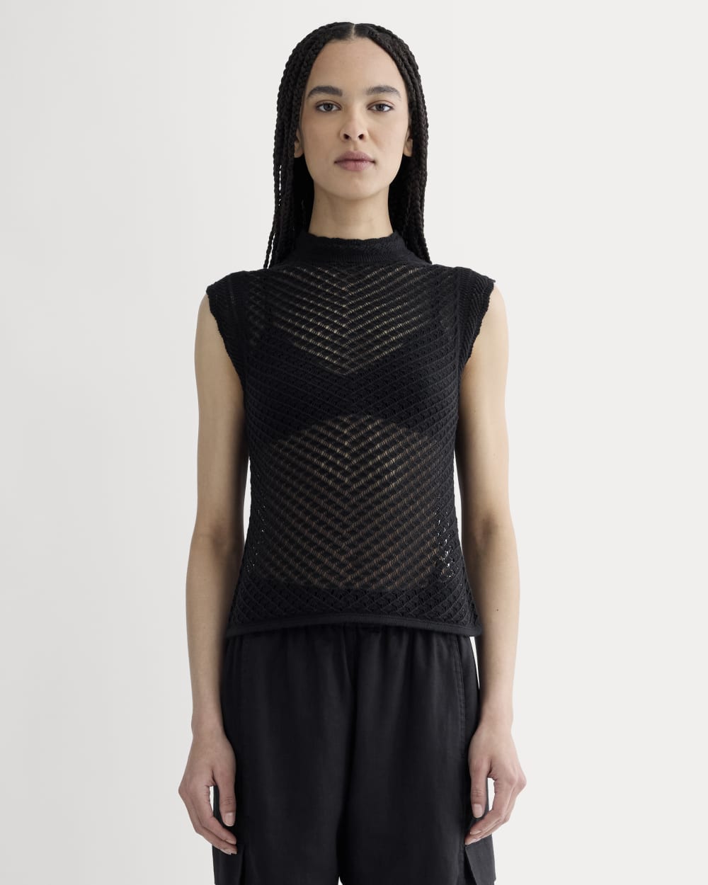 womens-lace-knit-tank-black | primary