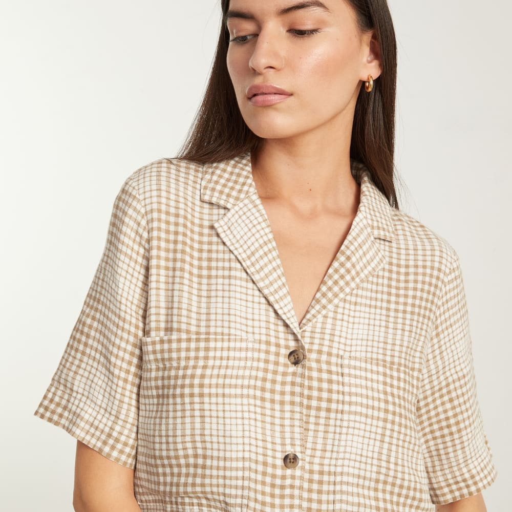 womens-linen-workwear-dress-coffee-grid