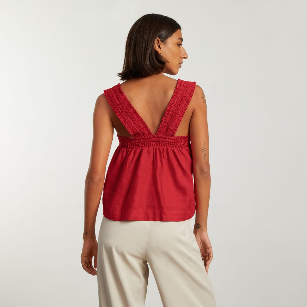 womens-smocked-linen-cami-goji-berry | alt